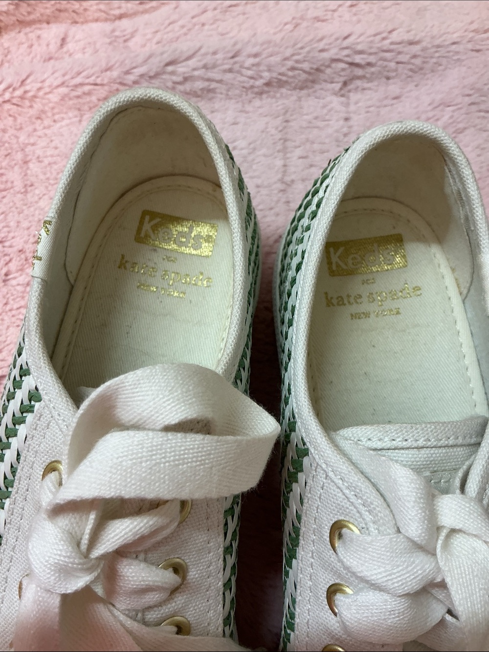 Kate Spade X Keds Green Woven Platform Lace-Up Sneakers size 6.5 - Picture 7 of 7